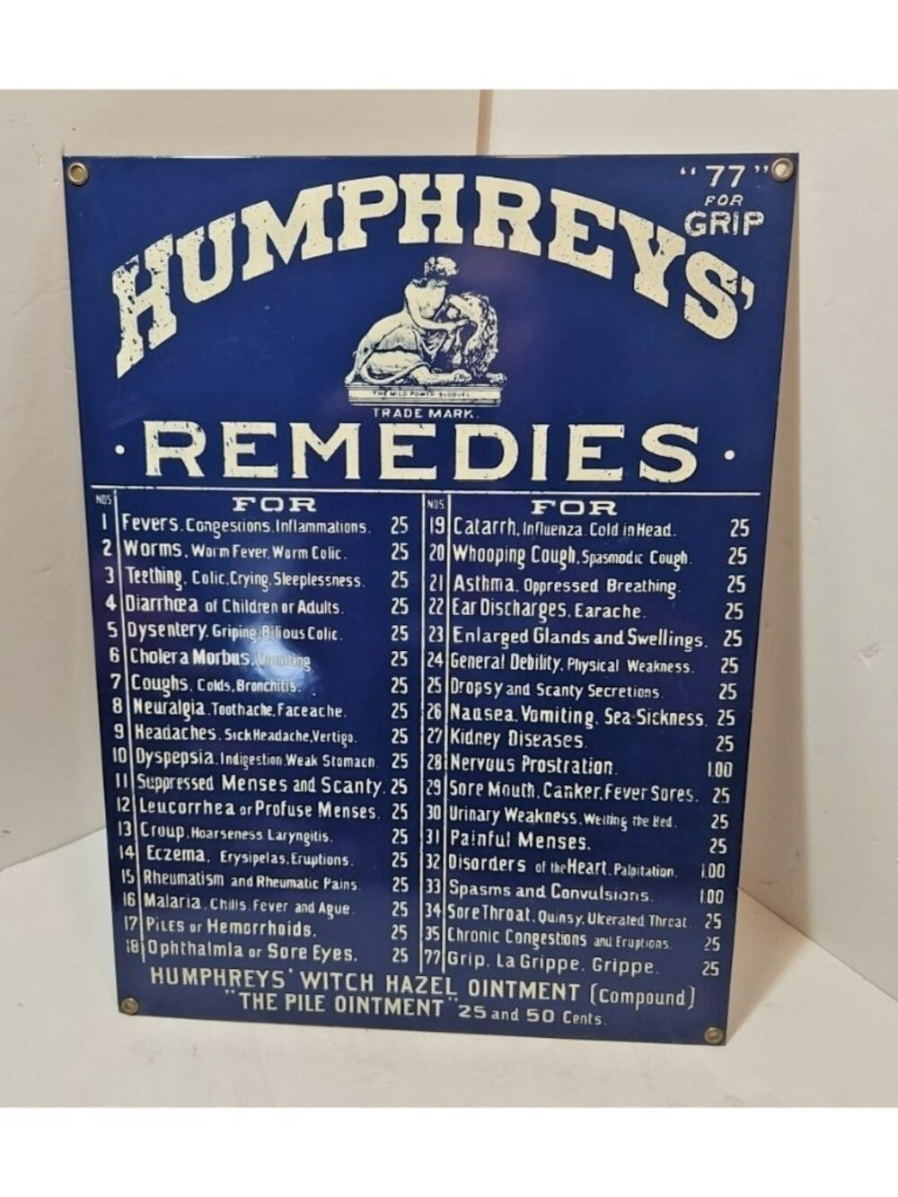 Vtg Ande Rooney Humphreys Remedies Porcelain Enamel Sign 12" by 16" Reproduction